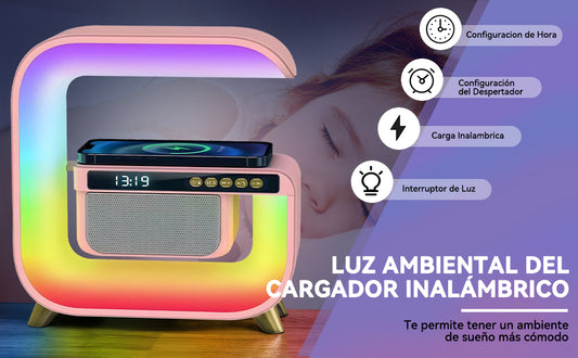 LÁMPARA LED CON CARGADOR Y BOCINA